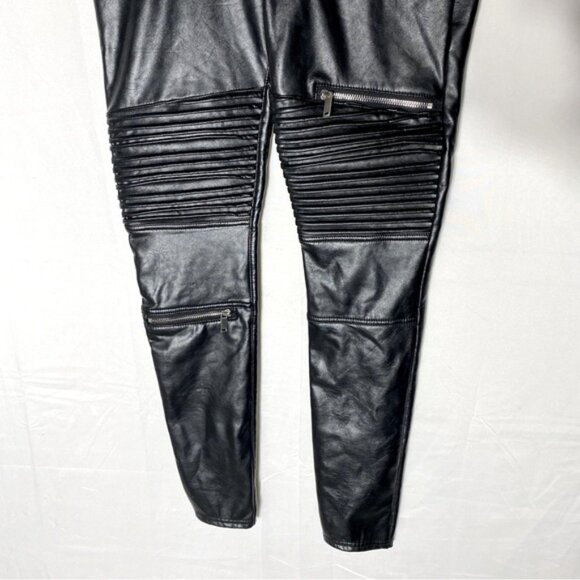 Hugz Jeans Black Faux Leather Low Waist Moto Biker Style Skinny Pants 10 - Picture 12 of 16